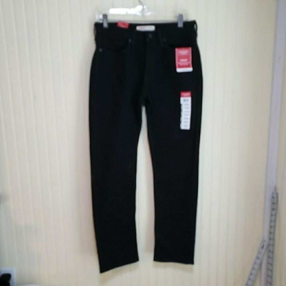 Levi Strauss Signature Jeans Mens 29x30 Black Regular Straight Stretch Denim
